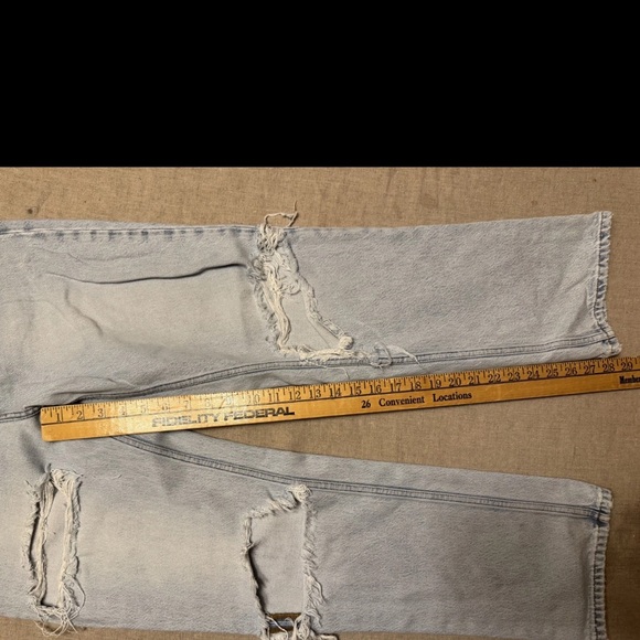 Reformation Jeans Womens 29 Blue Cynthia High Rise Relaxed Denim Distressed Rips - Picture 4 of 9